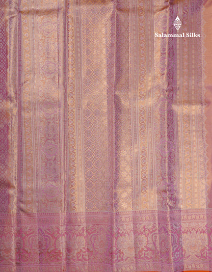 Beautiful Baby Pink Tissue Bridal Pure Kanjivaram Silk Saree With Contrast Light Pink Fancy Border