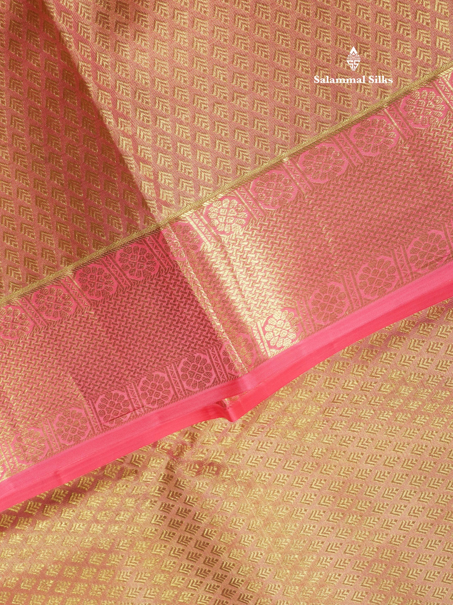 Kanjivaram Peach Grand Bridal Pure Silk Saree With Baby Pink Border
