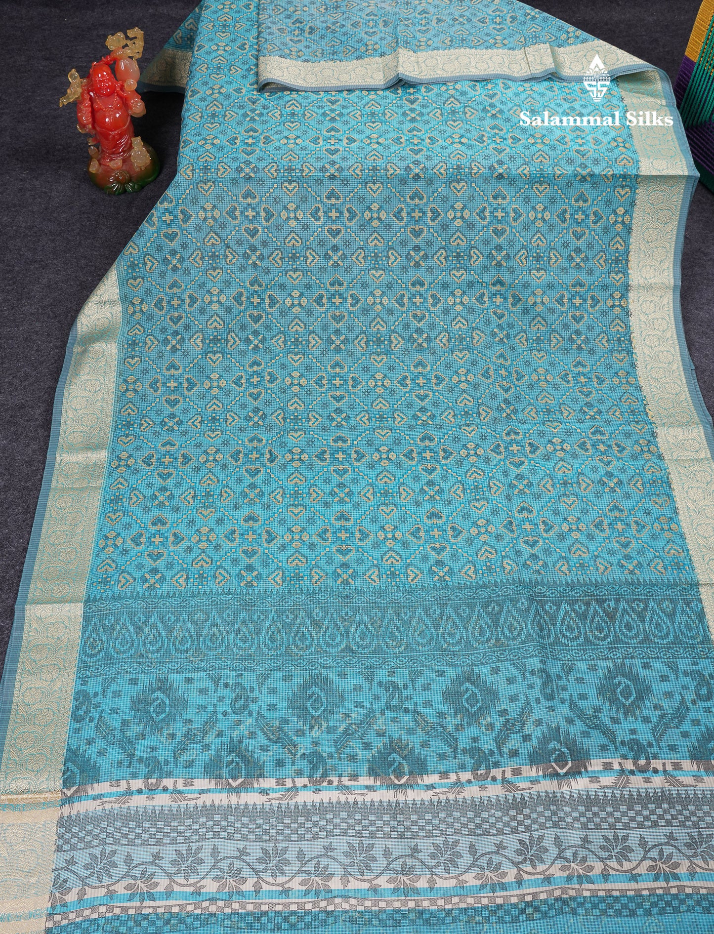 Beautiful Light Elachi Green Kota Cotton Fancy Saree With Fancy Border