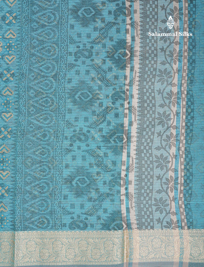 Beautiful Light Elachi Green Kota Cotton Fancy Saree With Fancy Border