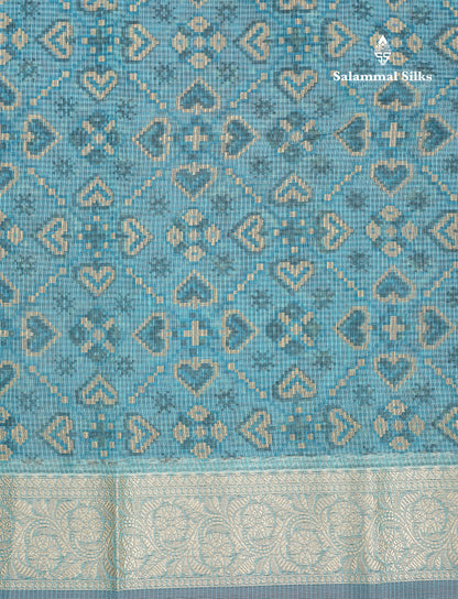 Beautiful Light Elachi Green Kota Cotton Fancy Saree With Fancy Border