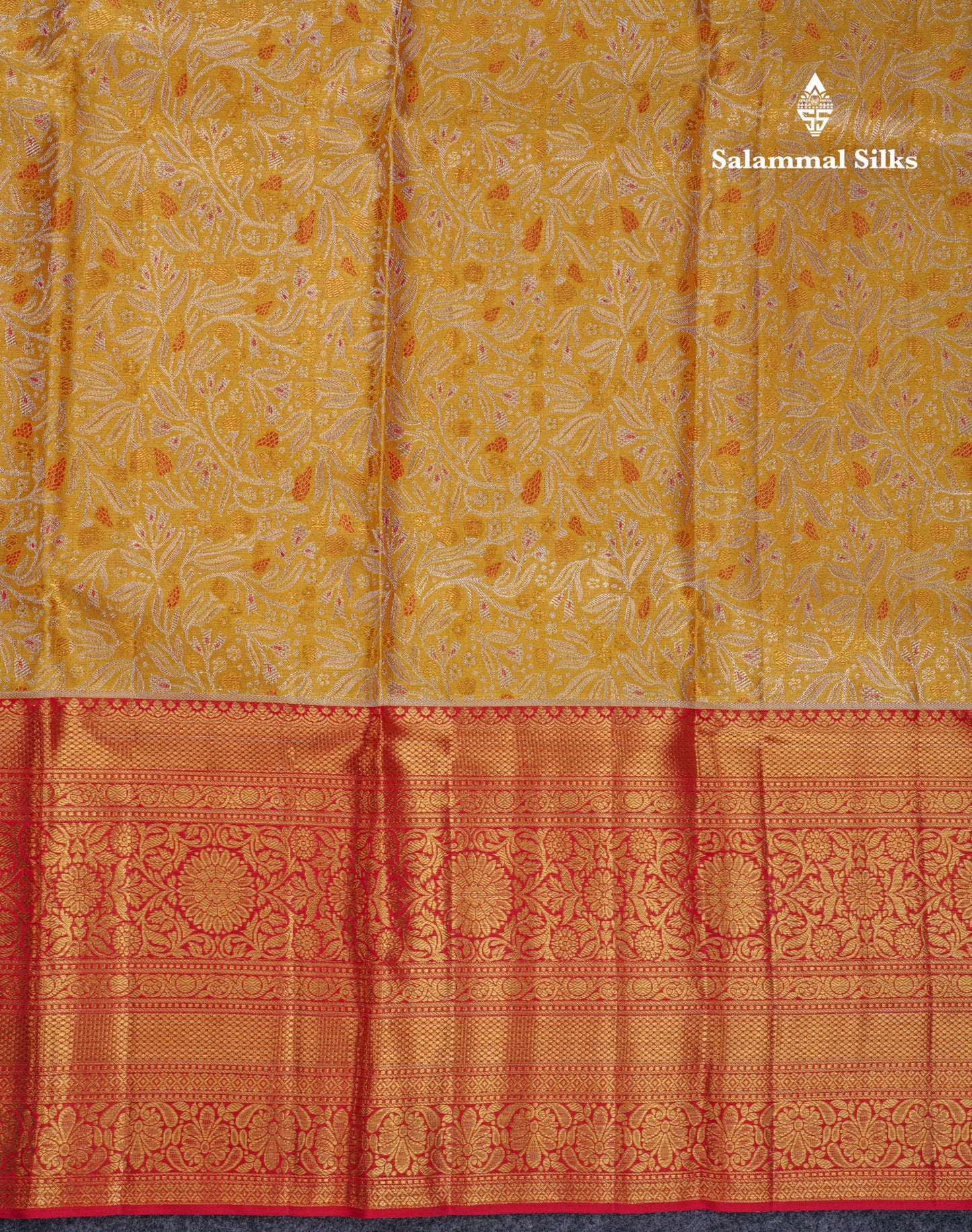 Beautiful Gold Tissue Bridal Pure Kanjivaram Silk Saree With Contrast Chilly Red Traditional Evening Morning Border