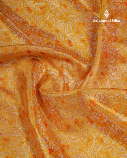 Beautiful Gold Tissue Bridal Pure Kanjivaram Silk Saree With Contrast Chilly Red Traditional Evening Morning Border