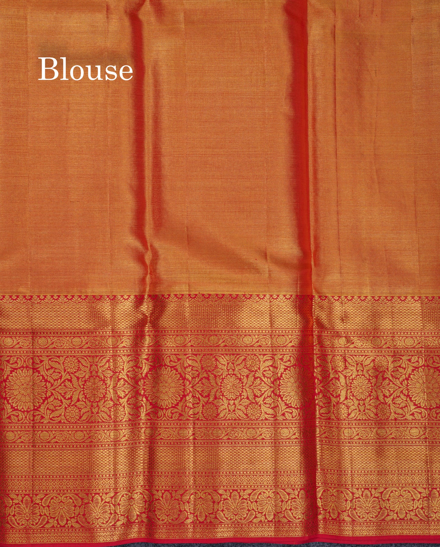 Beautiful Gold Tissue Bridal Pure Kanjivaram Silk Saree With Contrast Chilly Red Traditional Evening Morning Border
