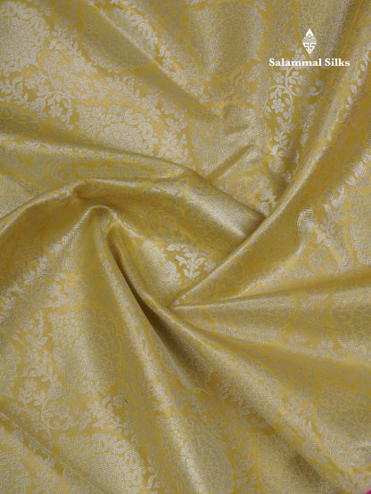 Beautiful Lemon Yellow Tissue Semi Silk Saree With Contrast Pink Long Traditional Border