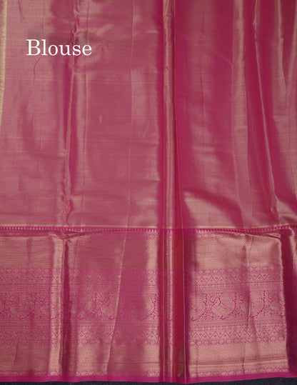 Beautiful Lemon Yellow Tissue Semi Silk Saree With Contrast Pink Long Traditional Border