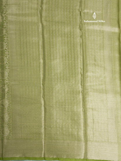 Beautiful Parrot Green Grand Tissue Banaras Fancy Saree With Self Border