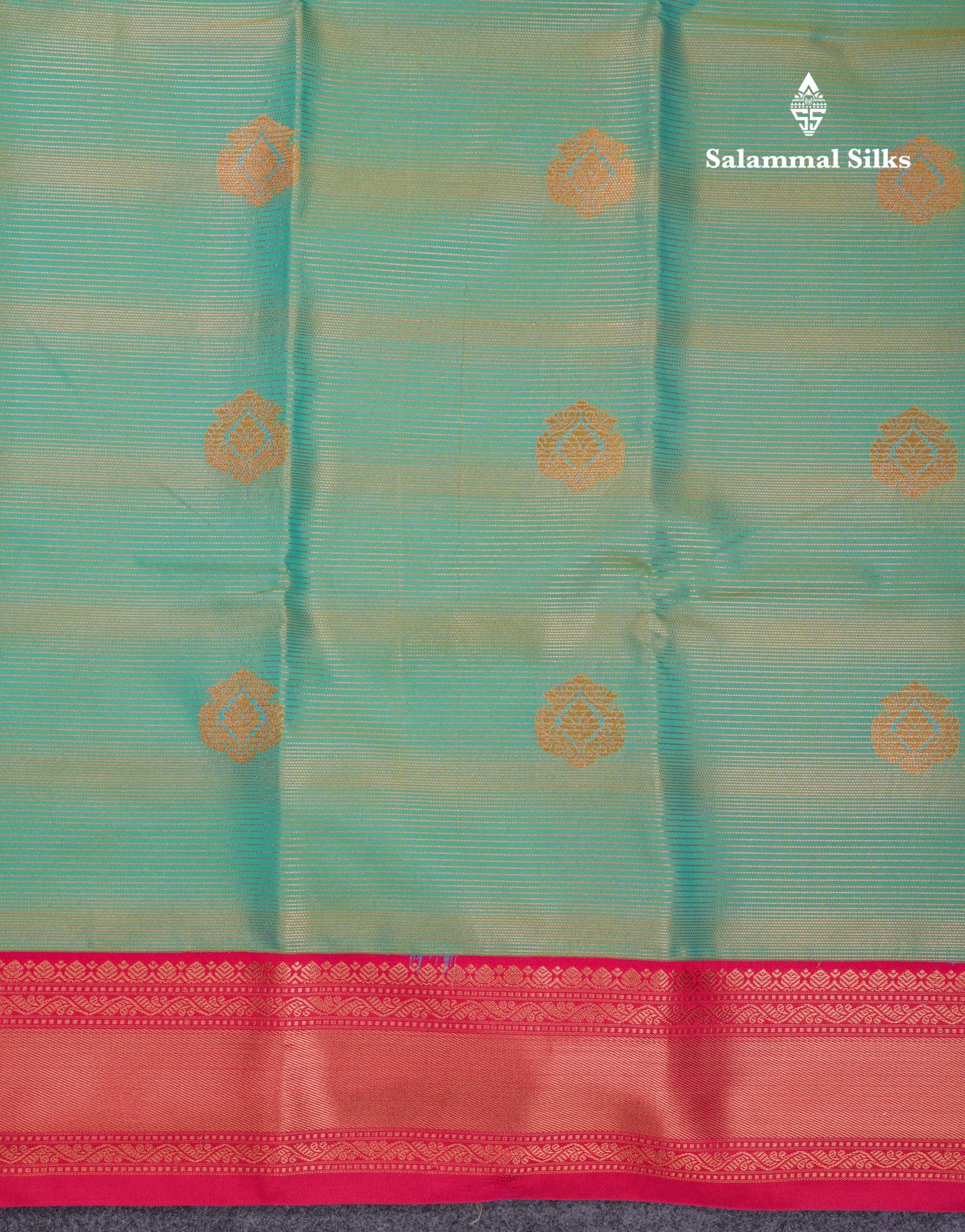 Beautiful Light Rexona Green Aalai Vaira Oosi Semi Silk Saree With Contrast Pink Traditional Border