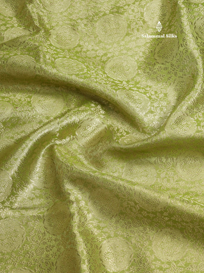 Beautiful Parrot Green Grand Tissue Banaras Fancy Saree With Self Border