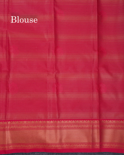 Beautiful Light Rexona Green Aalai Vaira Oosi Semi Silk Saree With Contrast Pink Traditional Border