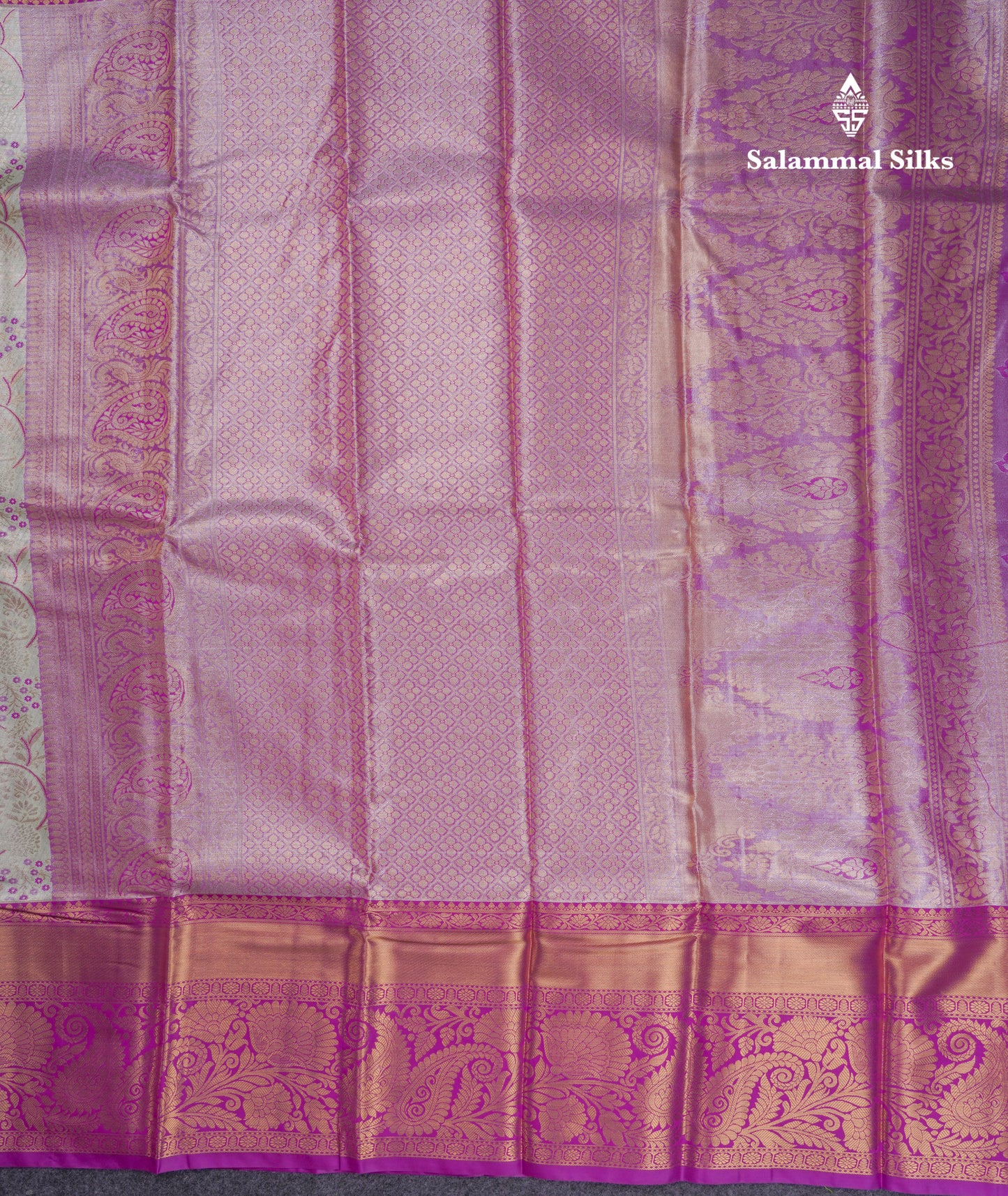 Beautiful Cream Green Tissue Semi Silk Saree With Contrast Magenta Evening Morning Border