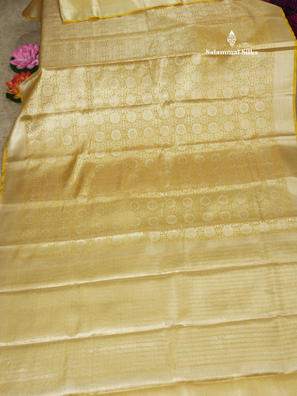 Beautiful Parrot Green Grand Tissue Banaras Fancy Saree With Self Border