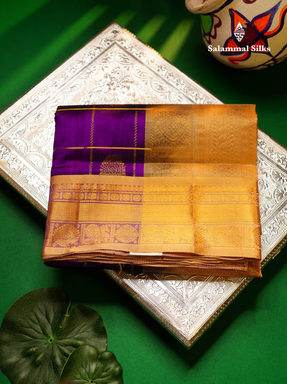 Beautiful Bottle Green Zari Checks Pure Silk Cotton Saree With Contrast Dual Tone Red Traditional Border
