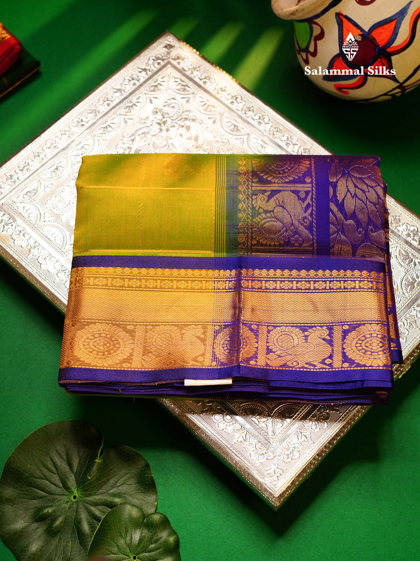 Beautiful Bottle Green Zari Checks Pure Silk Cotton Saree With Contrast Dual Tone Red Traditional Border
