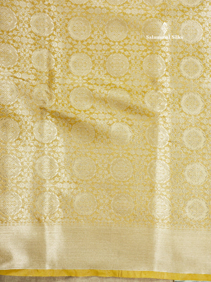 Beautiful Parrot Green Grand Tissue Banaras Fancy Saree With Self Border