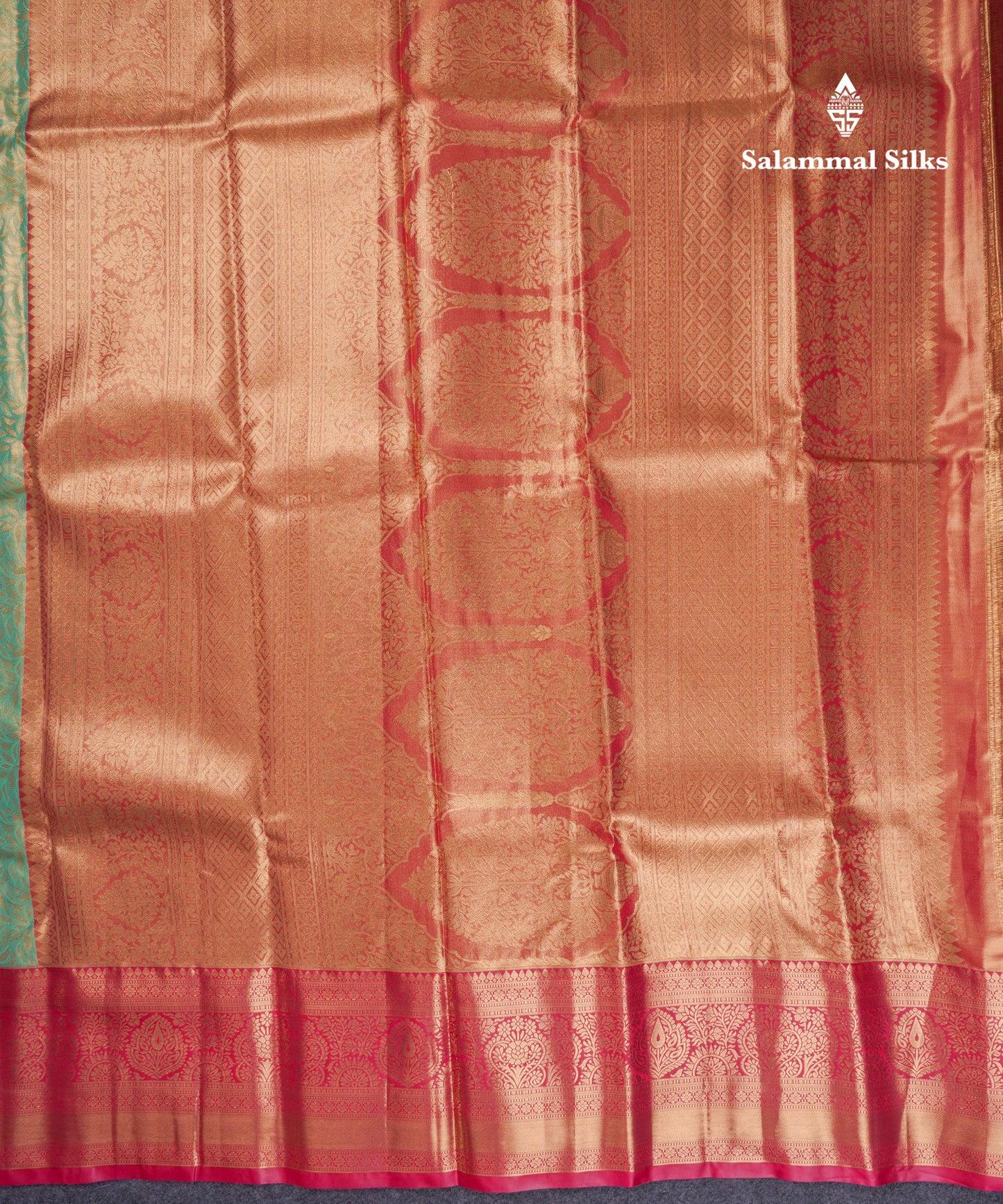 Beautiful Light Rexona Green Tissue Semi Silk Saree With Contrast Pink Border