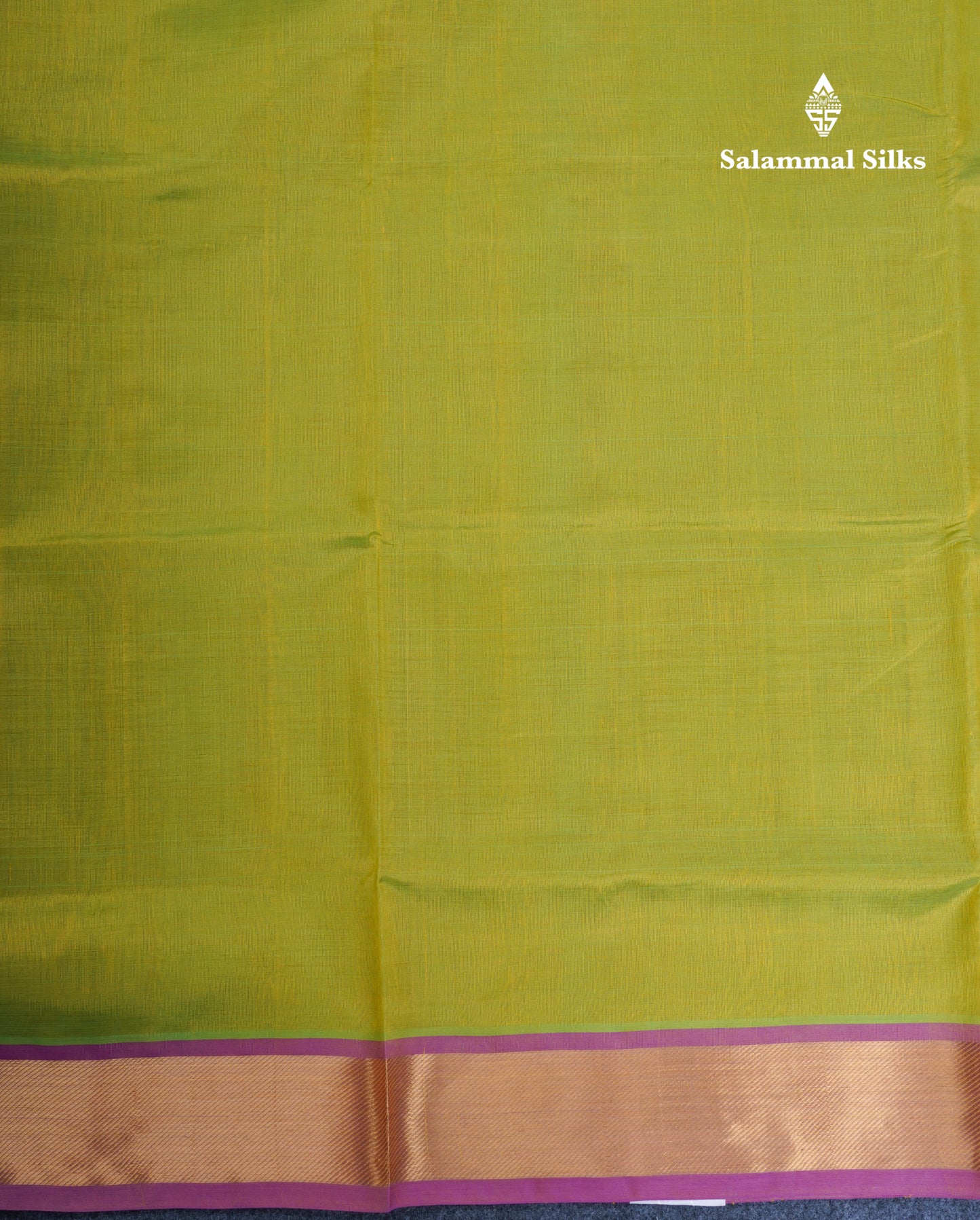 Manthulir Yellow Plain Pure Silk Cotton Saree With Contrast Purple Blouse