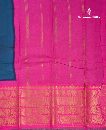 Beautiful Half White Plain Sungudi Cotton Saree With Contrast Bottle Green Traditional Long Border