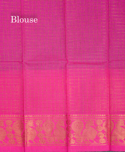 Beautiful Half White Plain Sungudi Cotton Saree With Contrast Bottle Green Traditional Long Border
