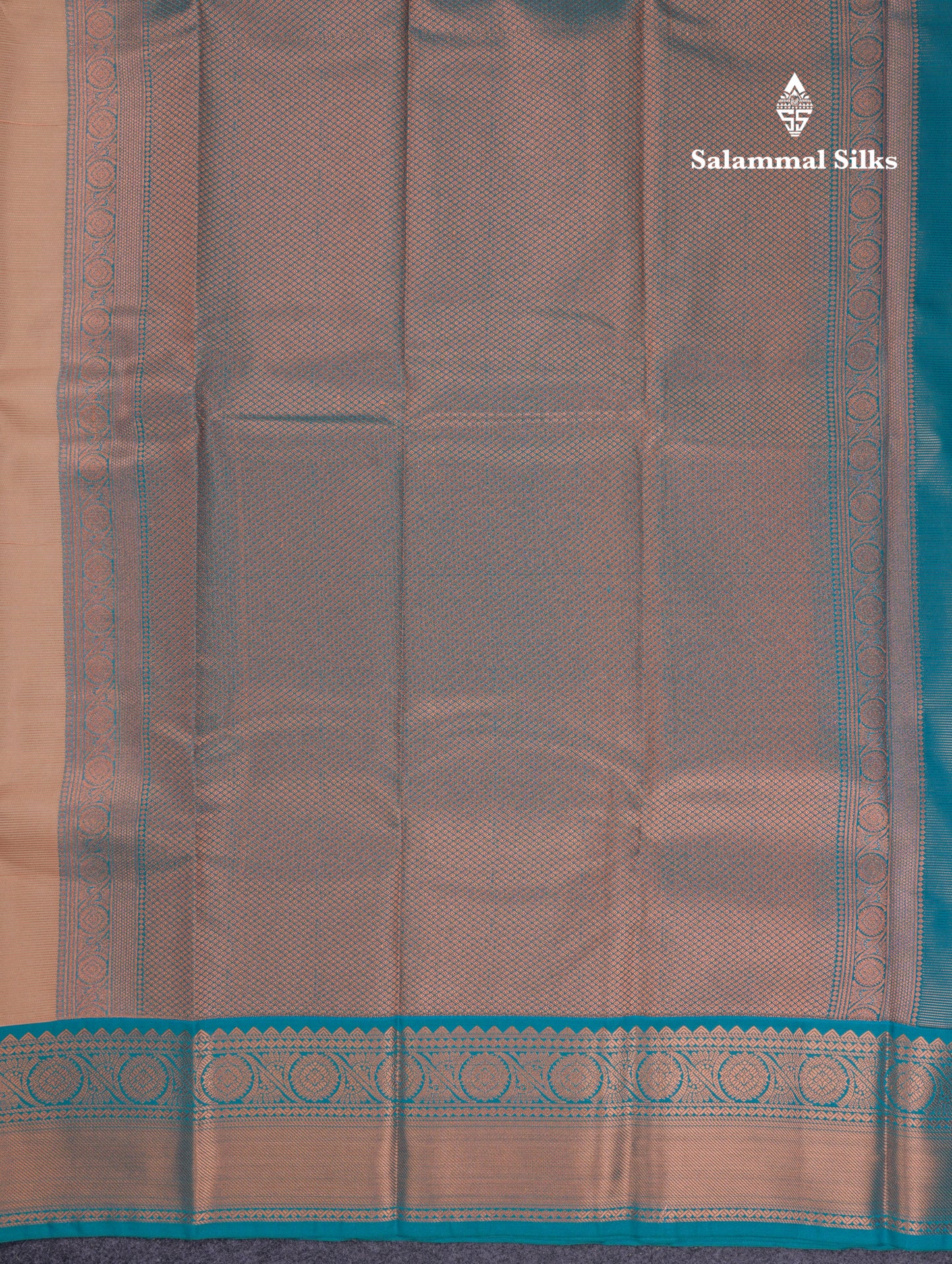 Beautiful Dark Sandal Vaira Oosi Lines Semi Silk Saree With Contrast Peacock Blue Border