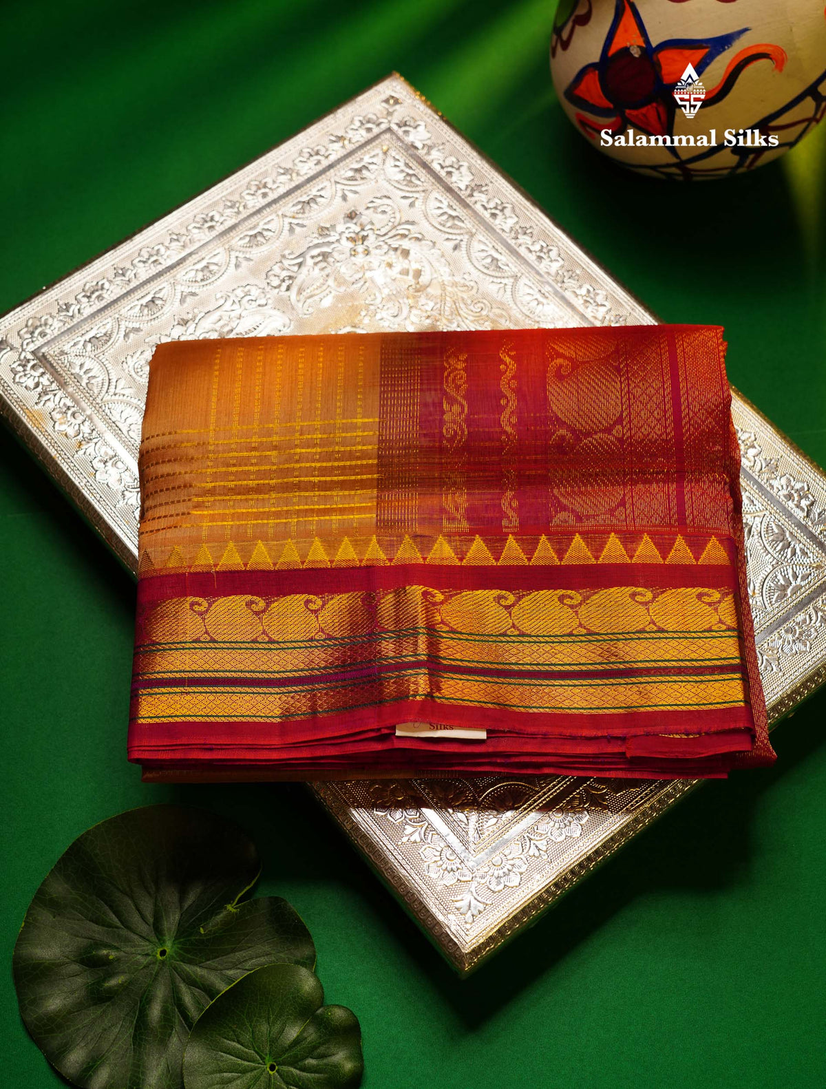 Beautiful Dark Sandal Pure Silk Cotton Saree With Contrast Pink Traditional Border