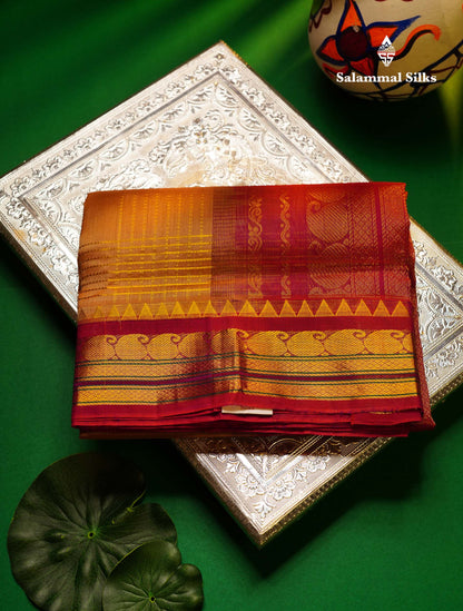 Beautiful Dark Sandal Pure Silk Cotton Saree With Contrast Pink Traditional Border