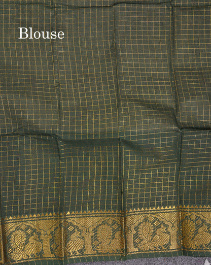 Beautiful Half White Plain Sungudi Cotton Saree With Contrast Bottle Green Traditional Long Border