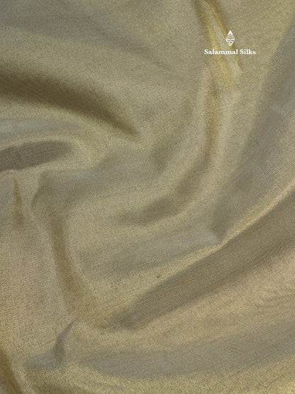 Parrot Green Plain Tissue Saree With Fancy Silver Border