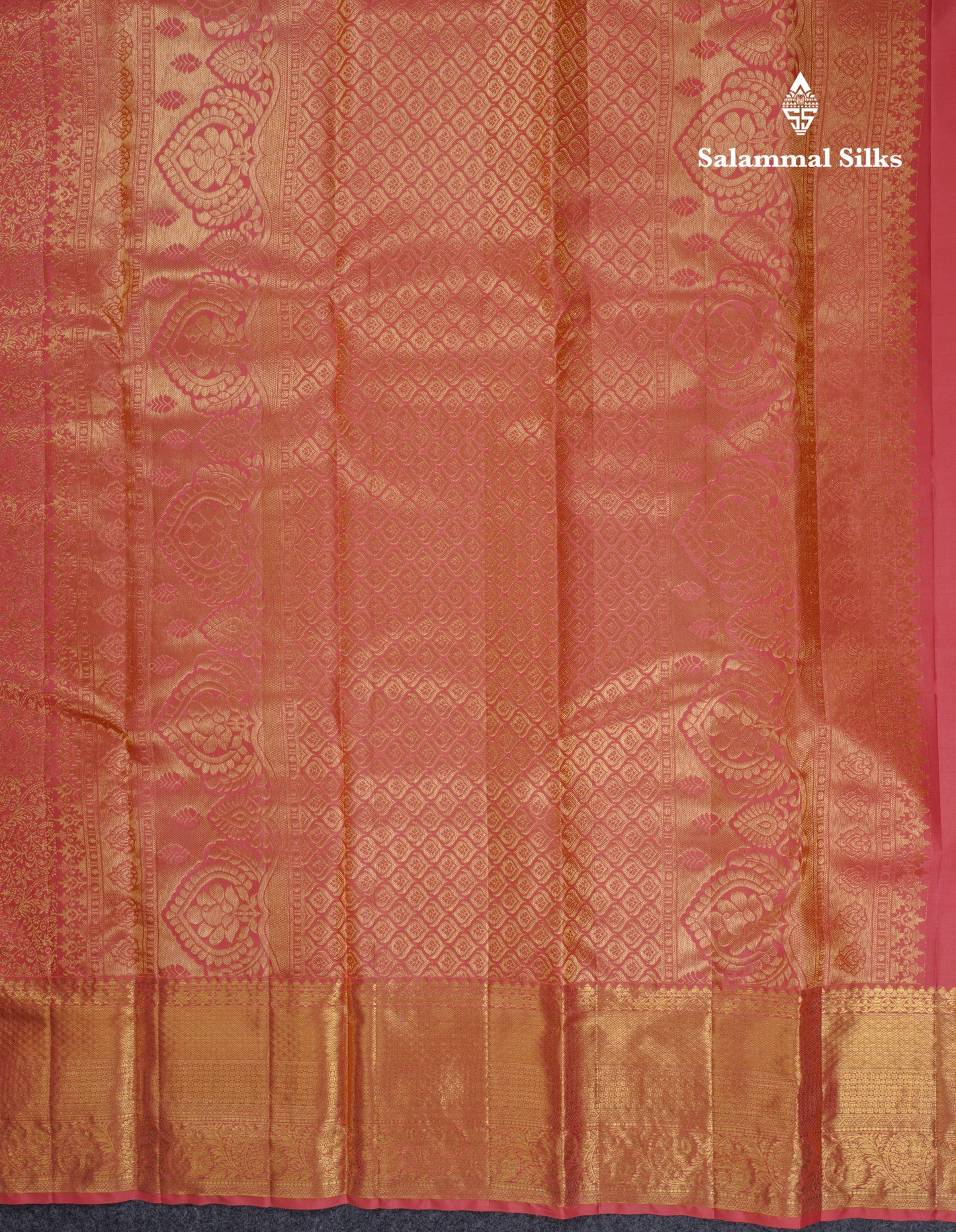 Beautiful Dark Peach Bridal Pure Kanjivaram Silk Saree With Traditional Evening Morning Border