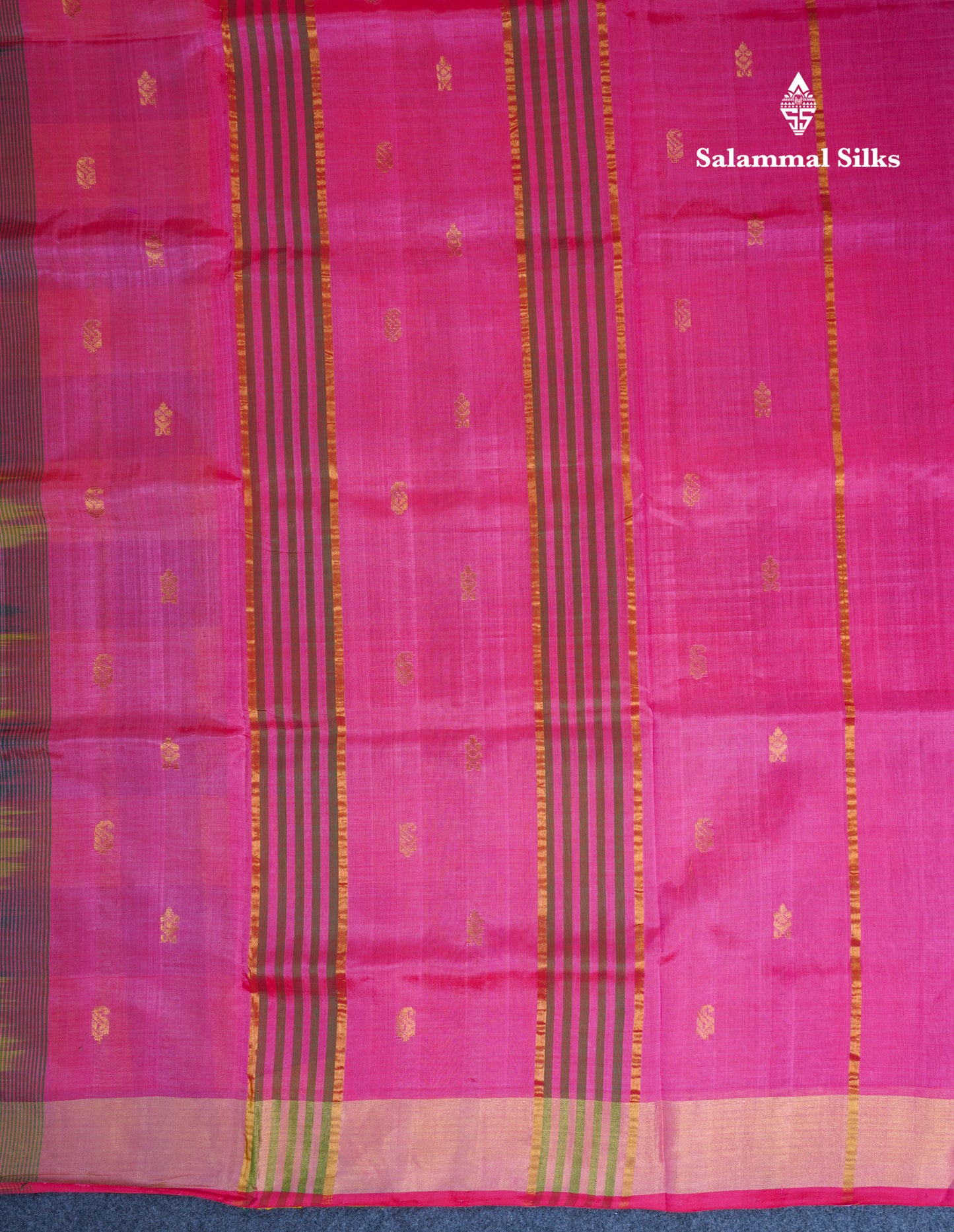 Beautiful Paalum Pazham Checks Handloom Pure Silk Cotton Saree With Contrast Pink Blouse