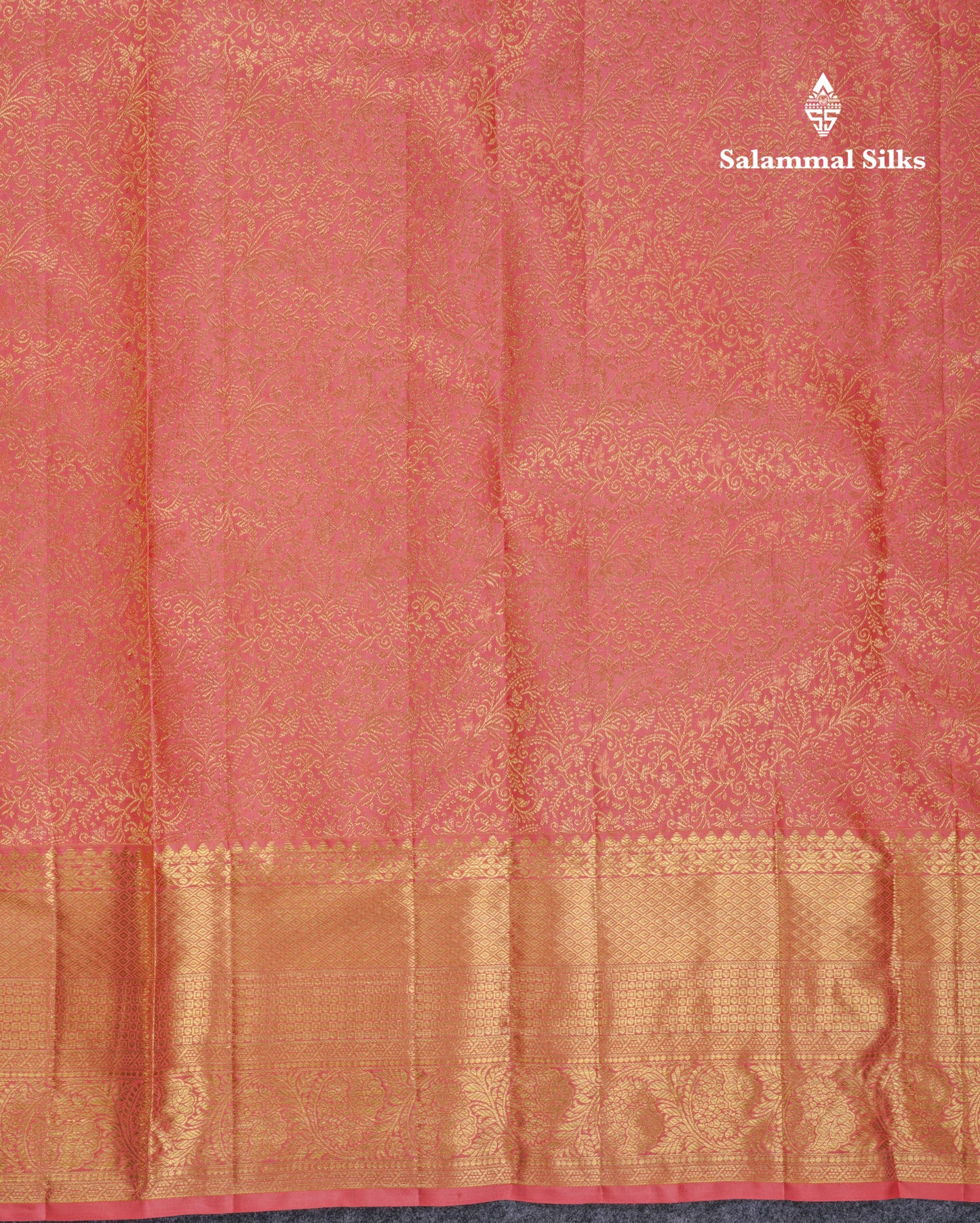 Beautiful Dark Peach Bridal Pure Kanjivaram Silk Saree With Traditional Evening Morning Border