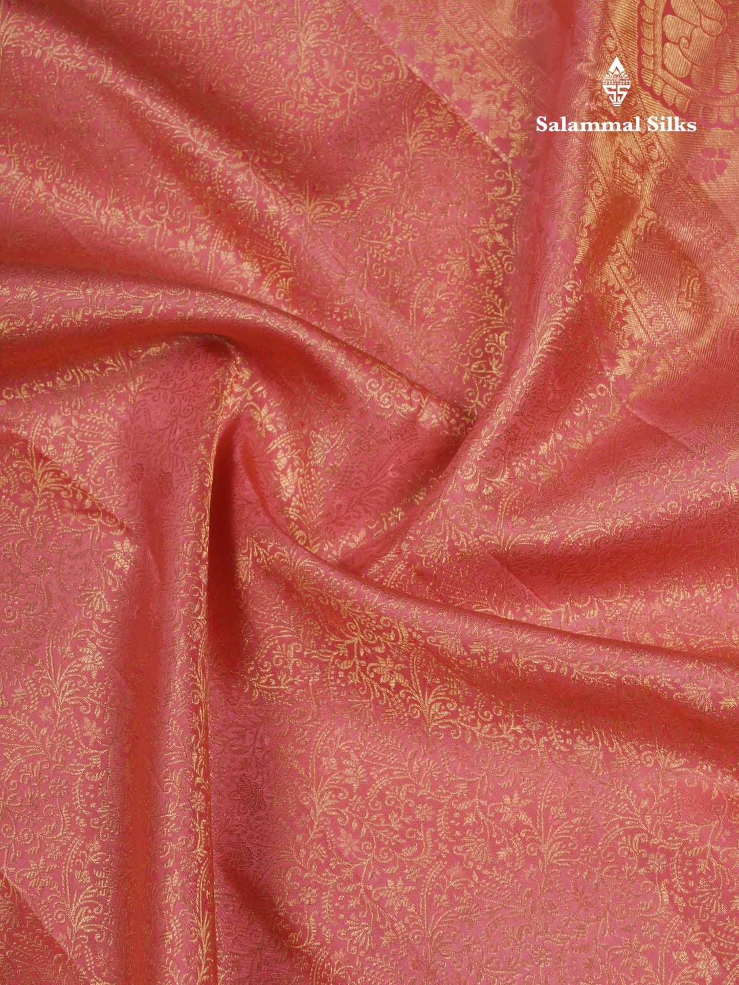 Beautiful Dark Peach Bridal Pure Kanjivaram Silk Saree With Traditional Evening Morning Border