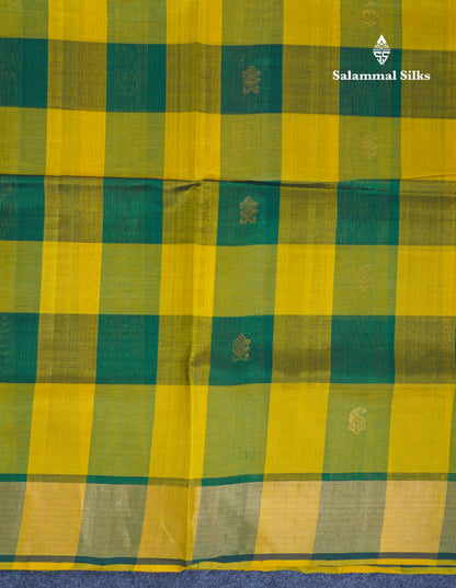 Beautiful Paalum Pazham Checks Handloom Pure Silk Cotton Saree With Contrast Pink Blouse