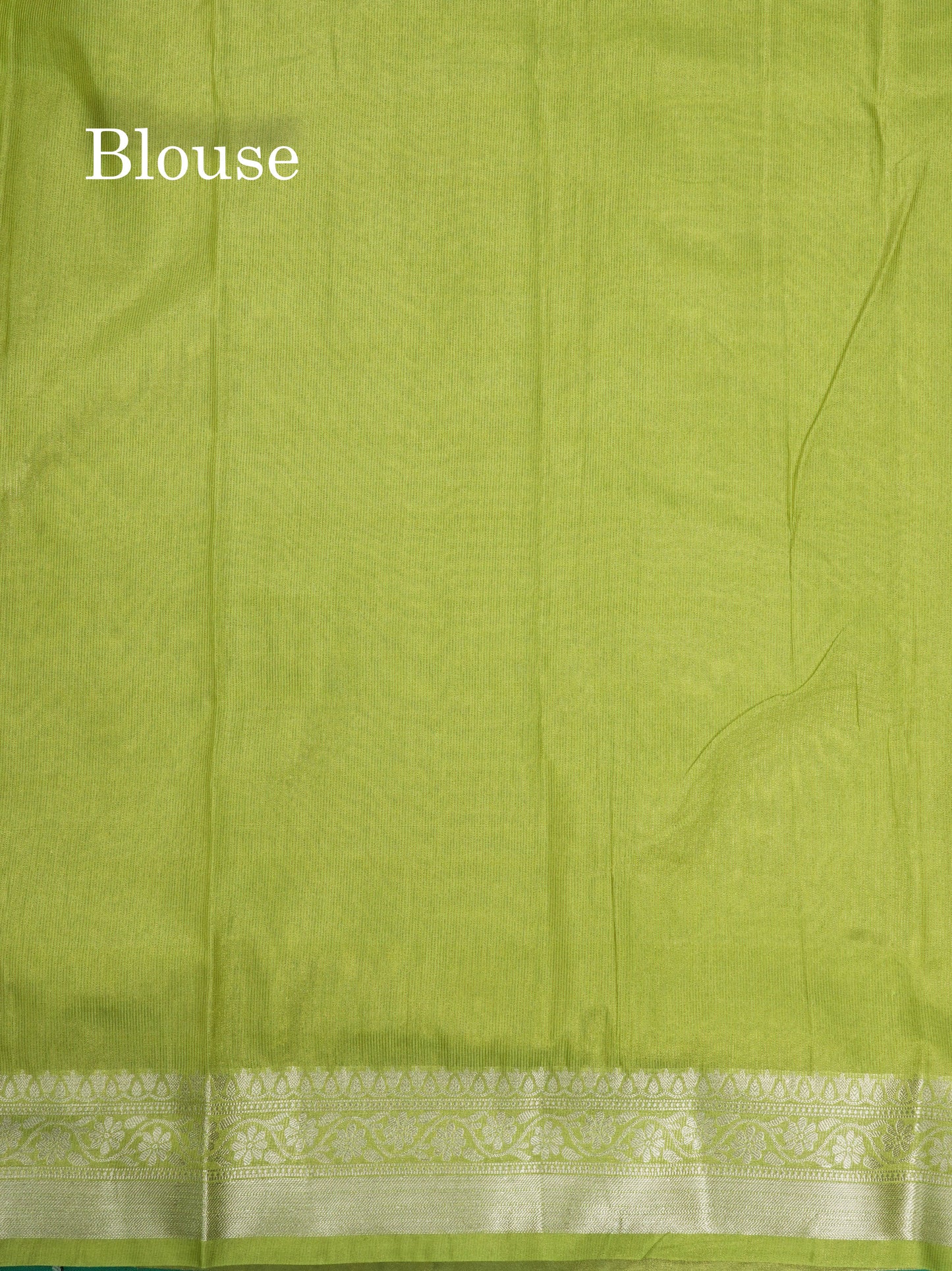 Parrot Green Plain Tissue Saree With Fancy Silver Border