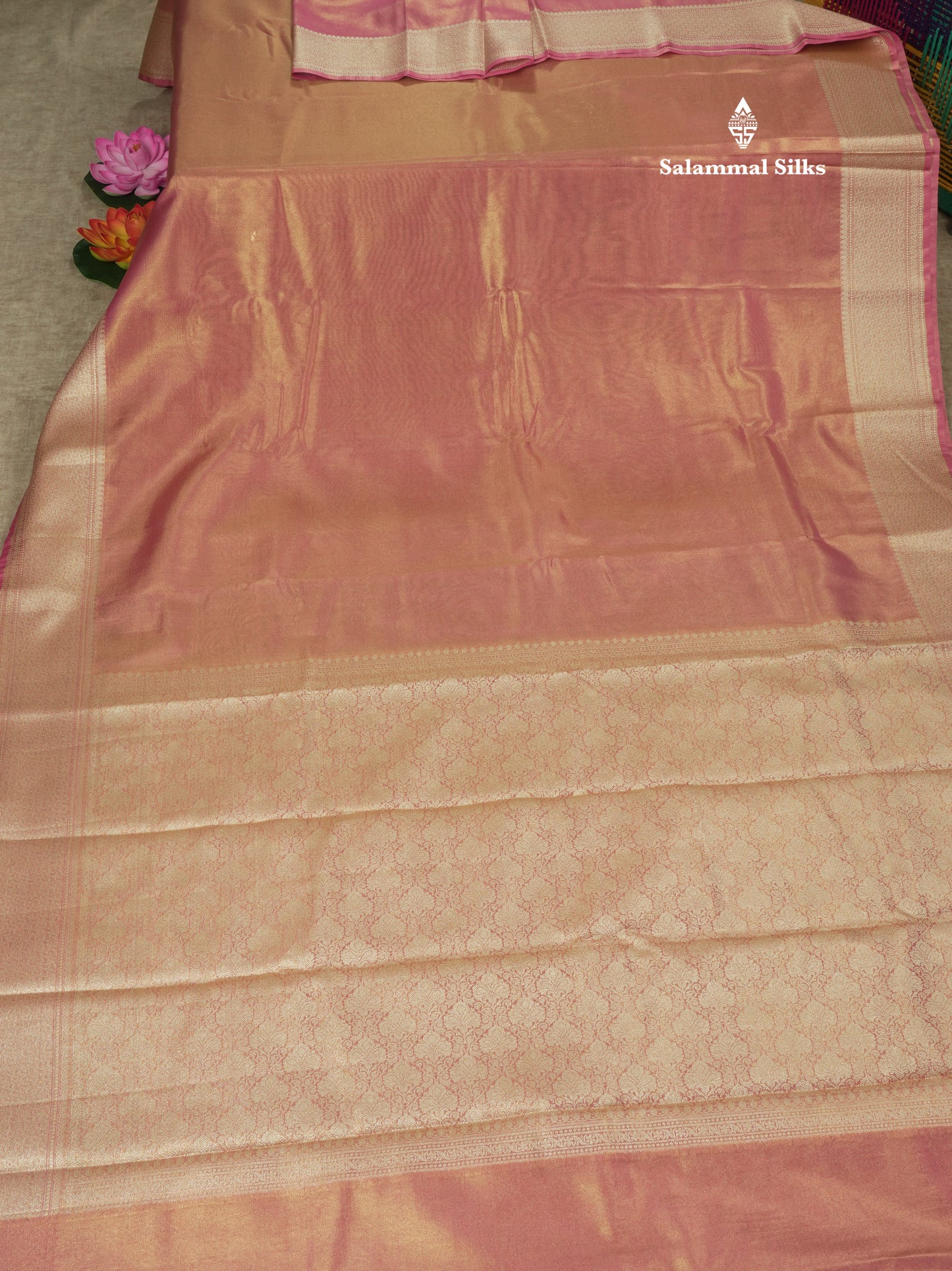 Blue Shade Plain Tissue Saree With Fancy Border