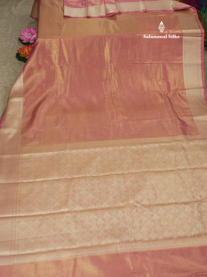 Blue Shade Plain Tissue Saree With Fancy Border
