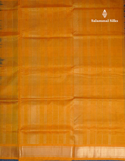Beautiful Paalum Pazham Checks Handloom Pure Silk Cotton Saree With Contrast Mustard Yellow Blouse