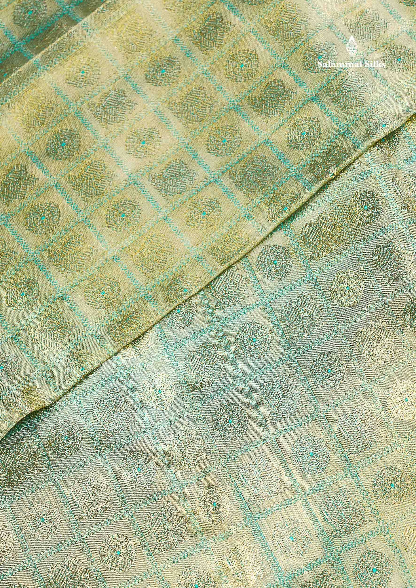 Beautiful Pista Green Tissue Bridal Pure Kanjivaram Silk Saree With Contrast Peach Traditional Border