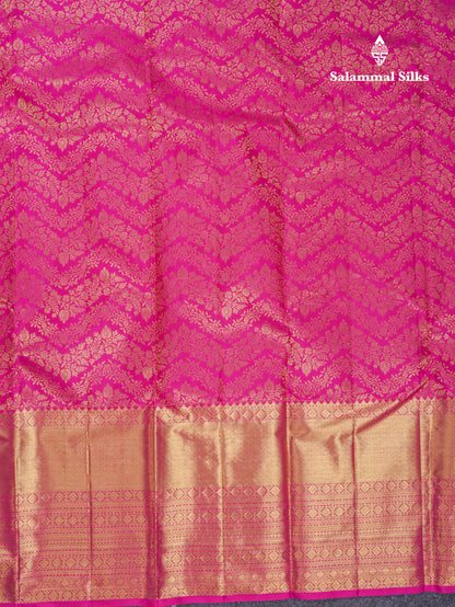 Beautiful Magenta Pink Bridal Pure Kanjivaram Silk Saree With Traditional Evening Morning Border