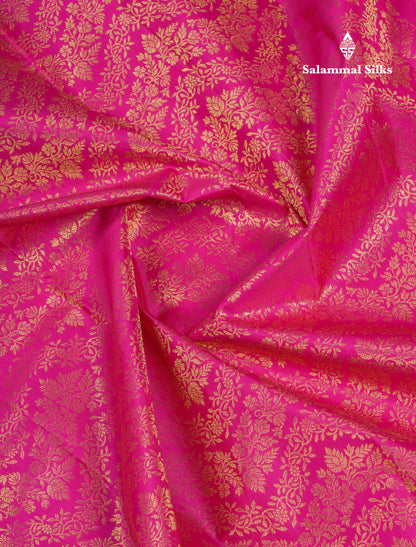 Beautiful Magenta Pink Bridal Pure Kanjivaram Silk Saree With Traditional Evening Morning Border