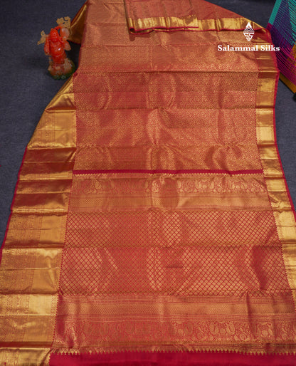 Beautiful Maroon Bridal Pure Kanjivaram Silk Saree With Traditional Evening Morning Border