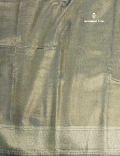Blue Shade Plain Tissue Saree With Fancy Border
