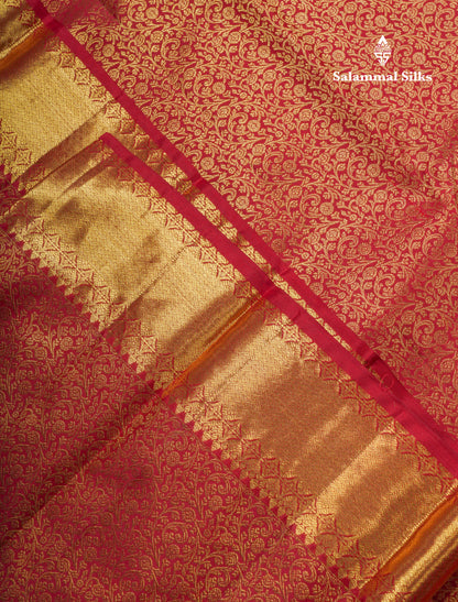 Beautiful Maroon Bridal Pure Kanjivaram Silk Saree With Traditional Evening Morning Border