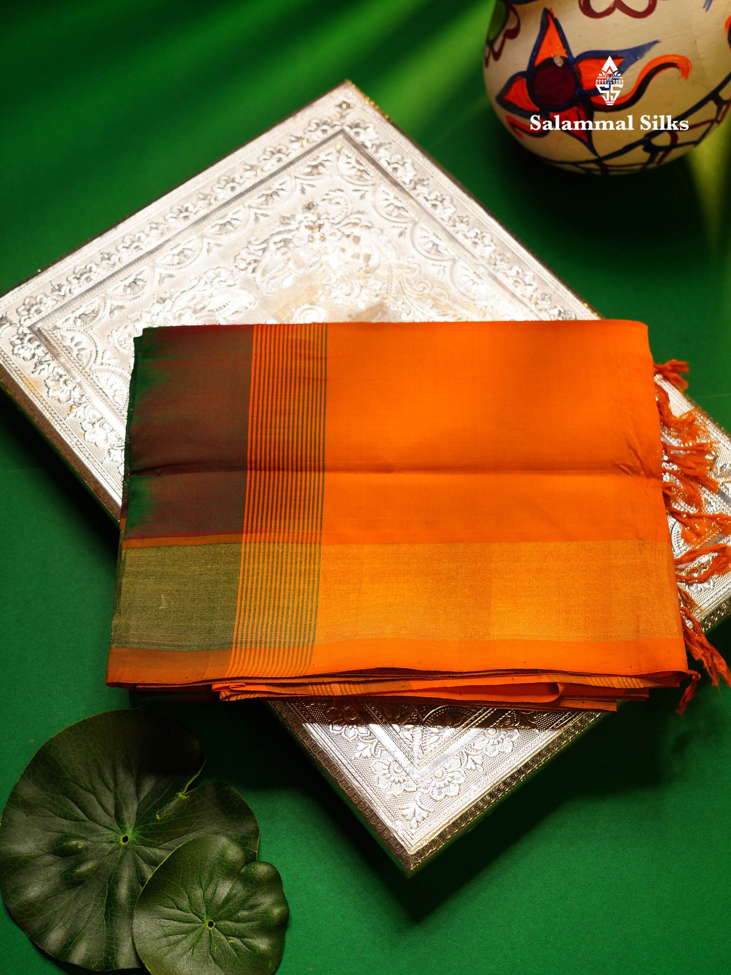 Multicolour Beautiful Semi Silk Cotton Saree With Violet Tissue Border