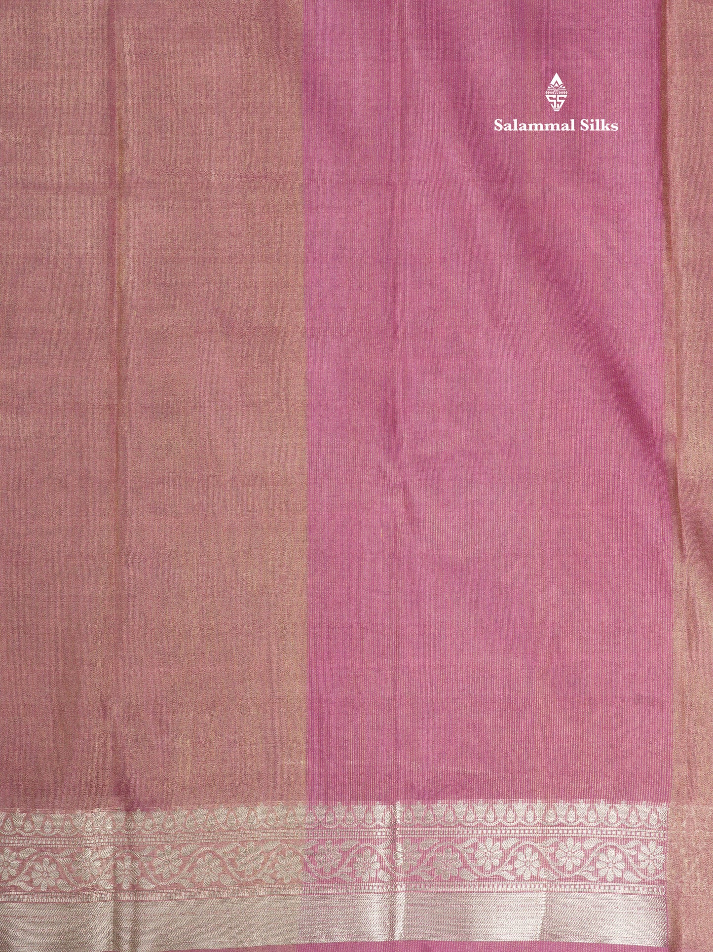 Parrot Green Plain Tissue Saree With Fancy Silver Border