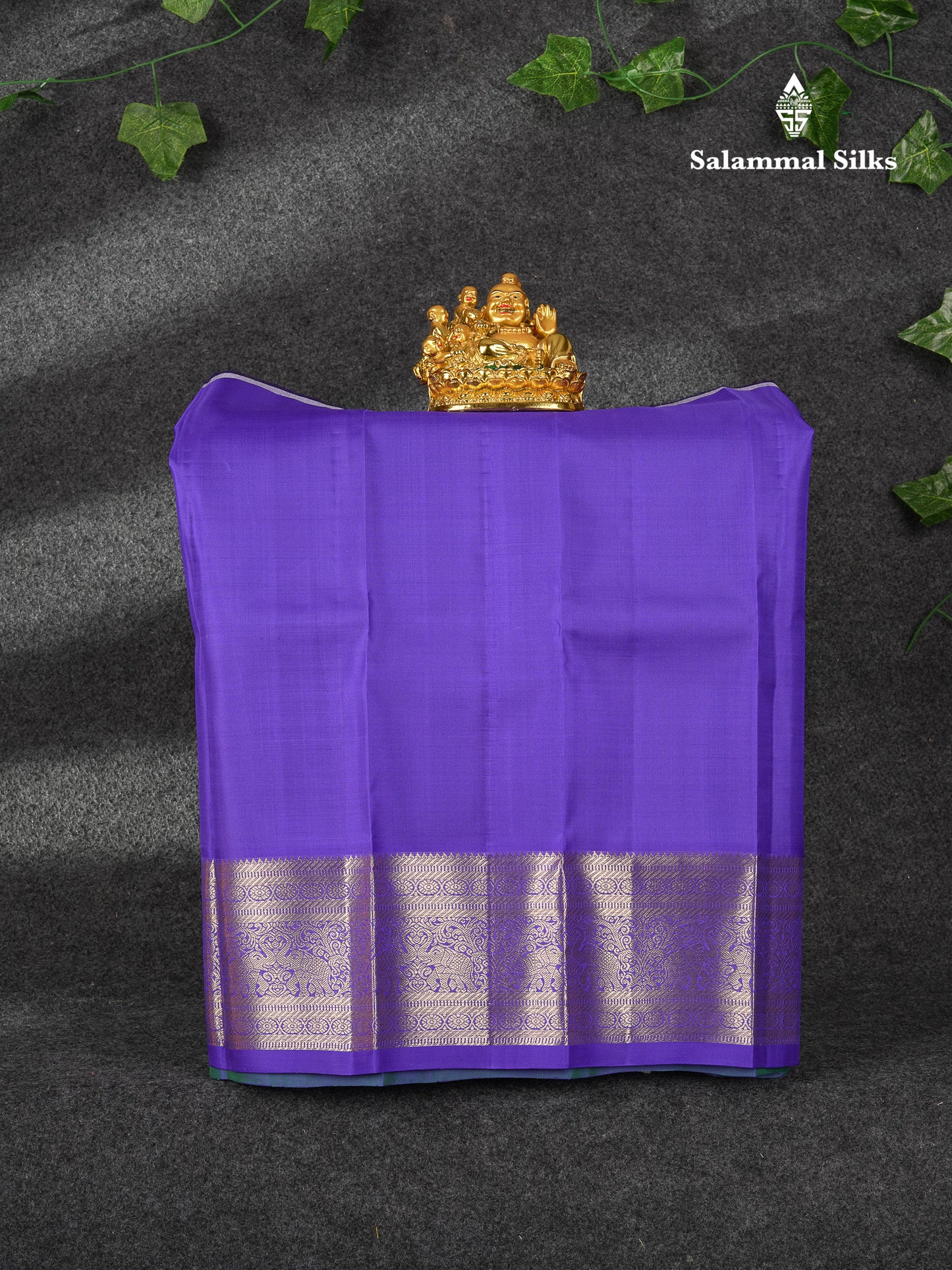 Beautiful Zari Checks With Annam And Chakaram Butta Pure Silk Pattu Pavadai (Sapphire Green) With Contrast Violet Traditional Blouse 18"