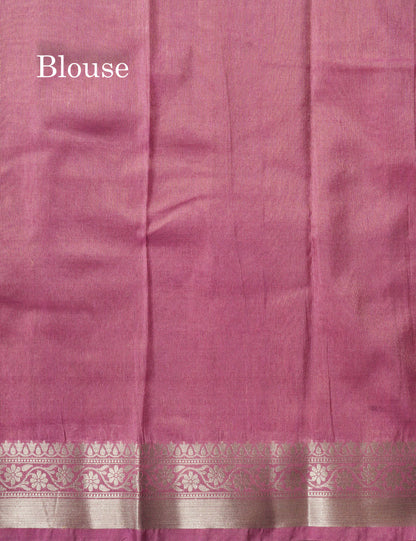 Parrot Green Plain Tissue Saree With Fancy Silver Border