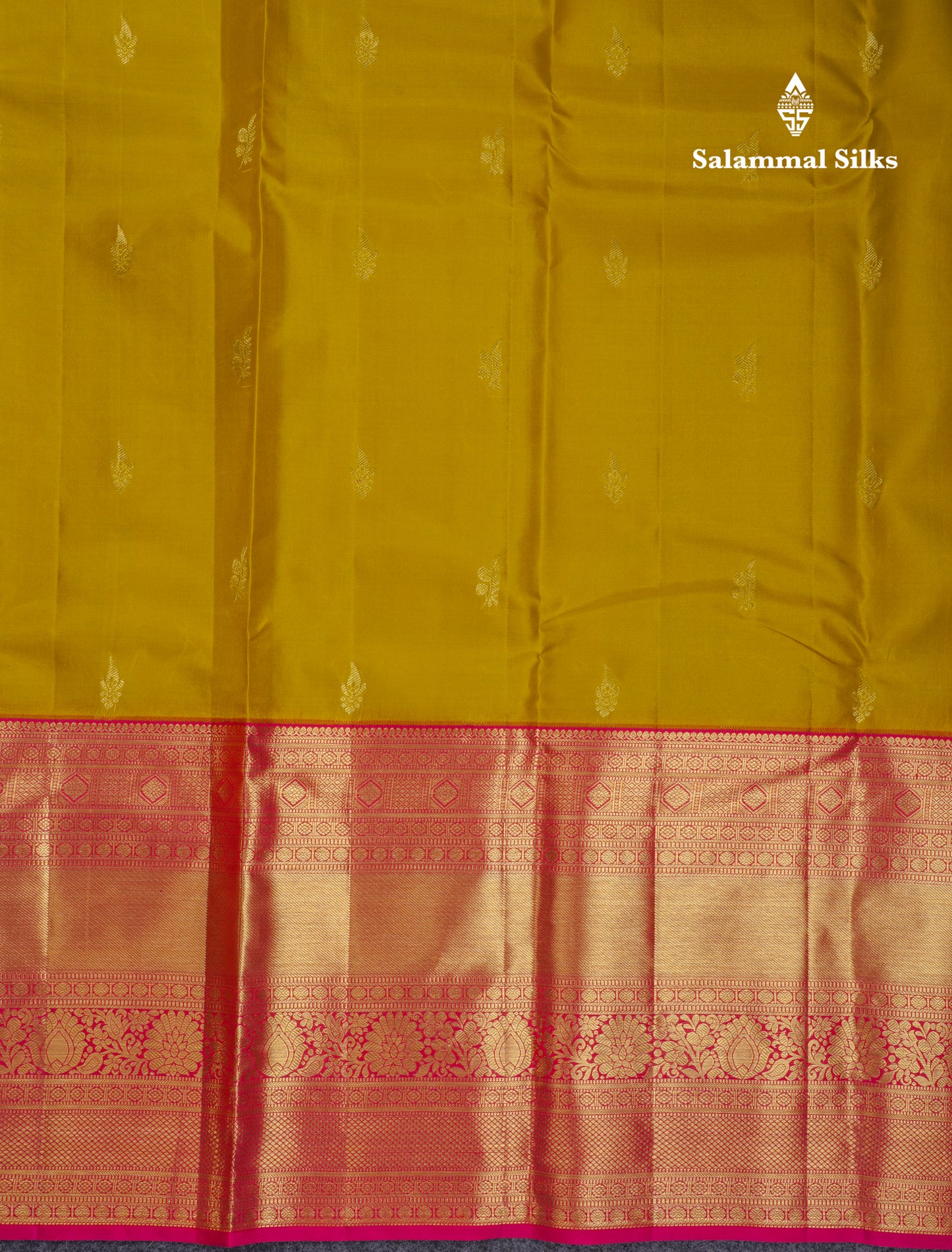 Beautiful Manthulir Yellow Pure Kanjivaram Silk Saree With Contrast Pink Traditional Evening Morning Border