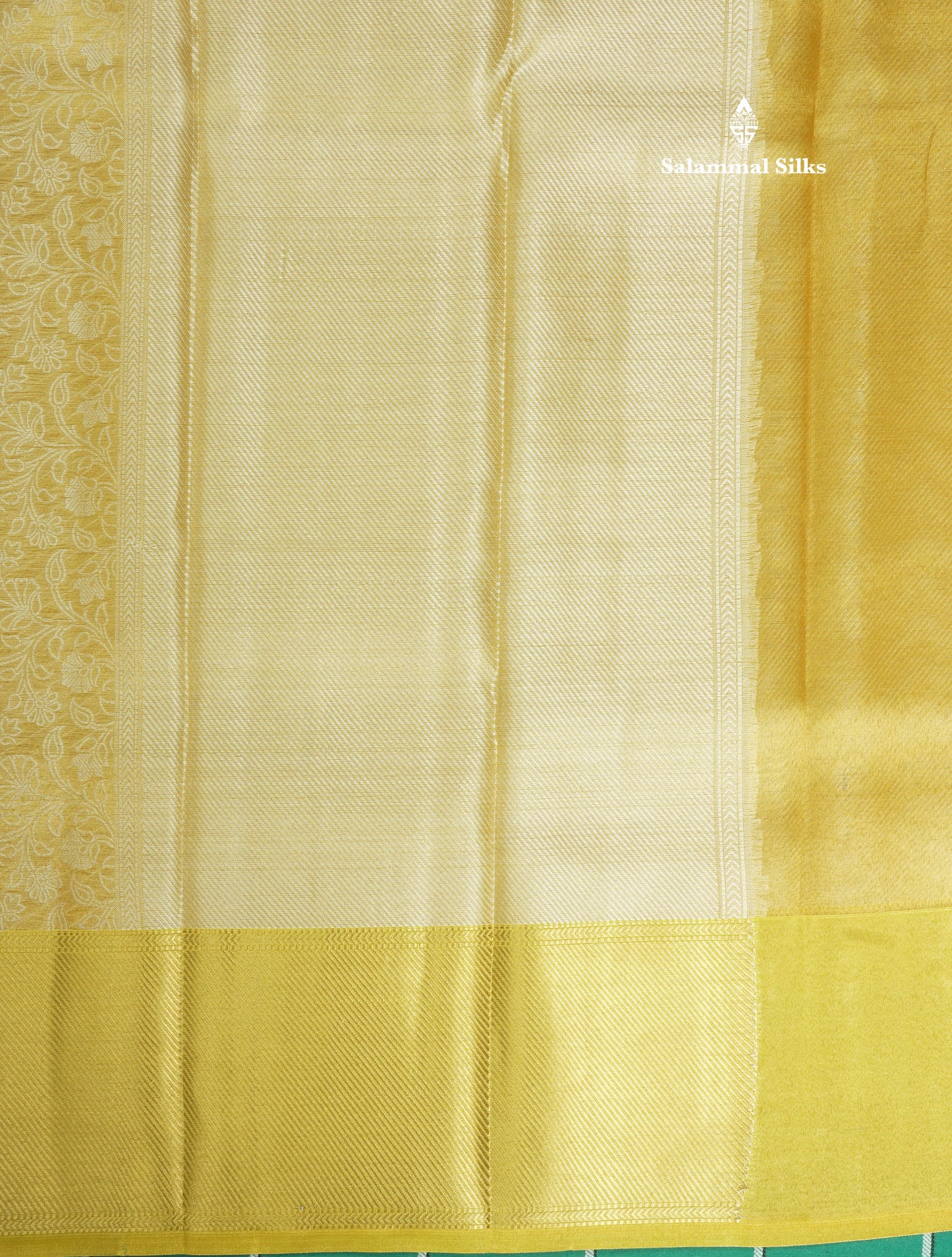 Gold Colour Tissue Silk Mix Saree With Contrast Golden Yellow Border