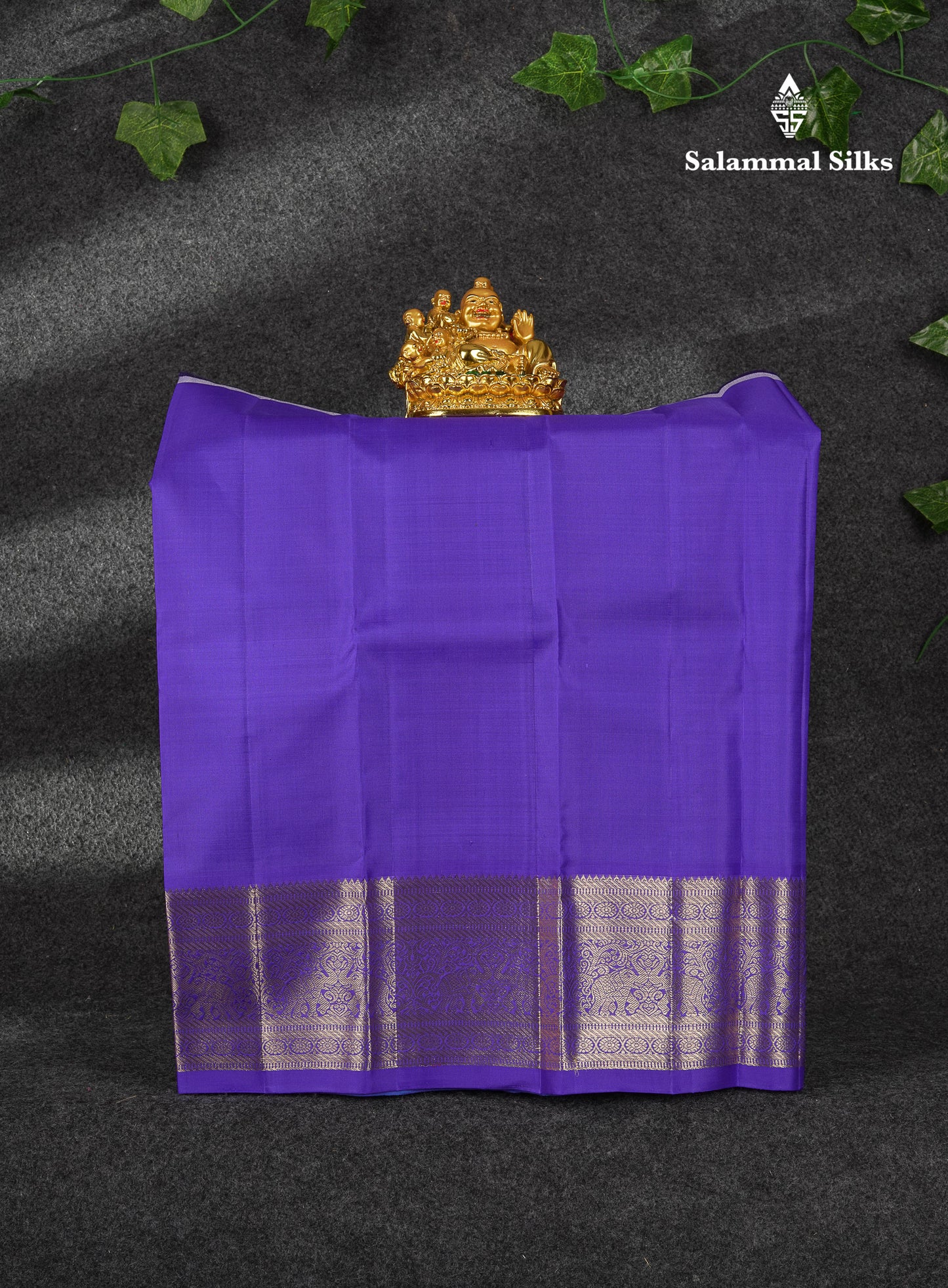 Beautiful Zari Checks With Annam And Chakaram Butta Pure Silk Pattu Pavadai (Sapphire Green) With Contrast Violet Traditional Blouse 18"